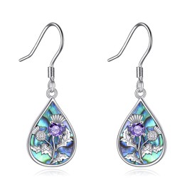 DAYLINLOVE Scottish Thistle Earrings 925 Sterling Silver Scottish Thistle Jewellery Gift for Women Girls, Sterling Silver, No Gemstone