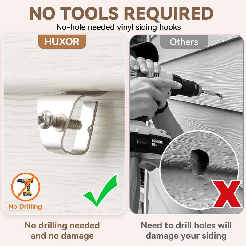 HUXOR Vinyl Siding Clips, 15 Pack No Drill, No Hole