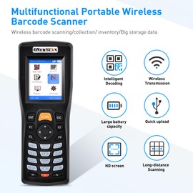 Onewscan Inventory Scanner, Wireless Barcode Scanner 1D&2D&PDF417 Portable Handheld QR Barcode Reader for Collector Data Terminal Inventory Device with 2.2 Inch TFT Color Screen
