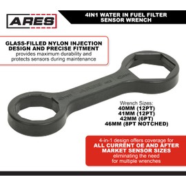 ARES 14023 – 4-in-1 Water in Fuel Filter Sensor Wrench – 4-in-1 Design Covers All Current OE and Aftermarket Sensor Sizes – Precise Fitment Protects Water in Fuel Filter Sensors