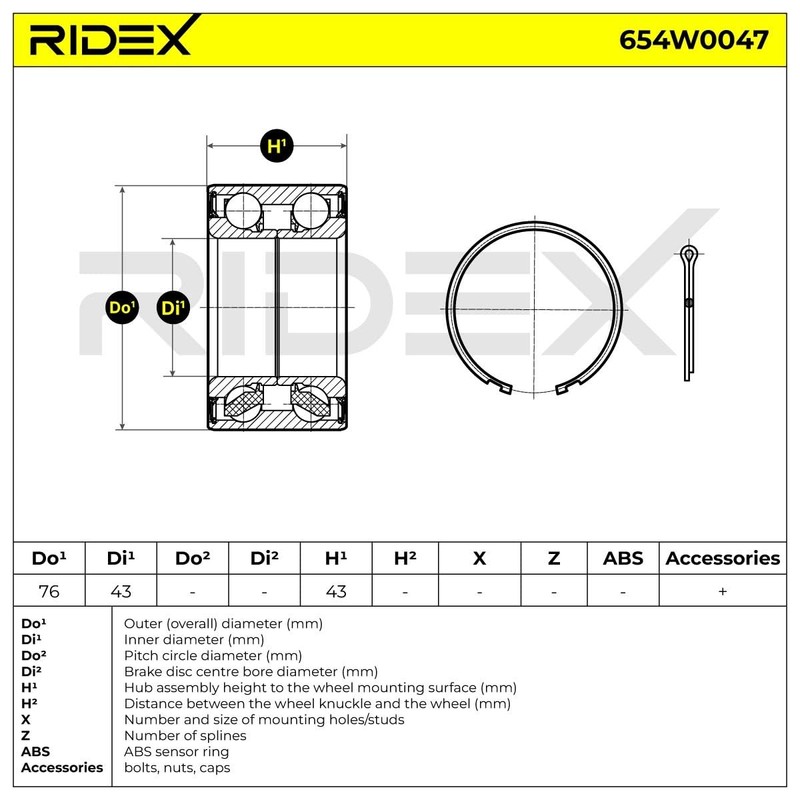 RIDEX Wheel Bearing Kit 654W0047 Front Both Sides X-TRAIL (T30)