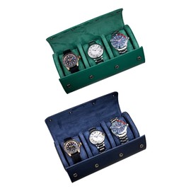 Whatna Leather Handmade, For 1, 2, 3, Watch Case, Watch Storage, Watch Storage, Watch Portable, Storage Box, Collection Case, Storage Case, For Traveling, Business Trips, Carrying (Blue - 2 Pieces)