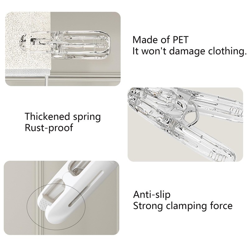 SODOI Plastic Clear Clips 20 Pack Plastic Spring Clips Multipurpose