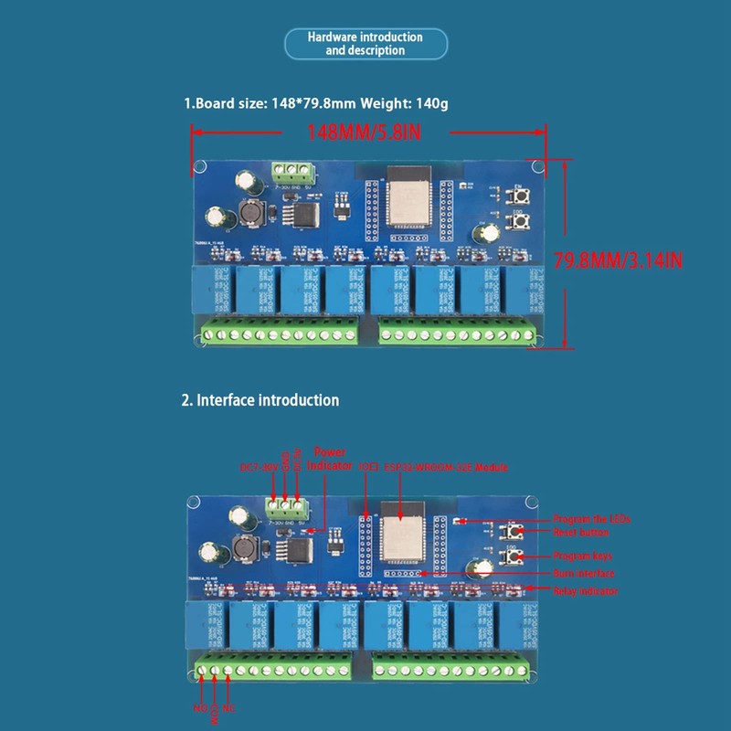 Fafeicy 8 Channel Relay Module WiFi Wireless Control BLE Development
