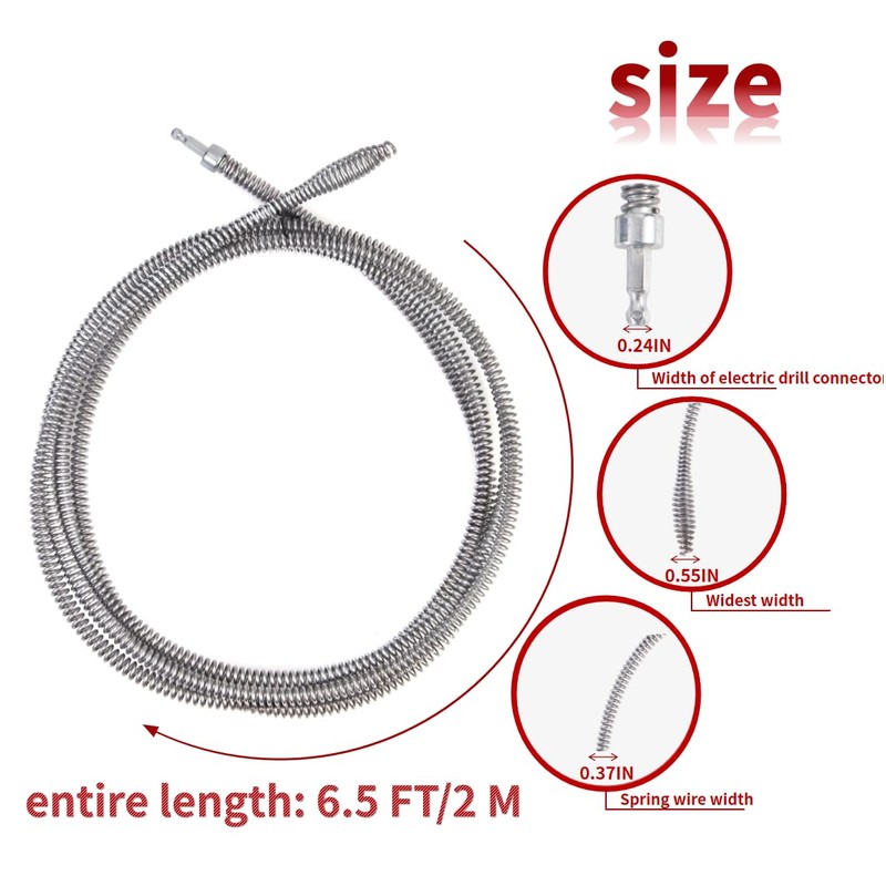 6.5 FT Drill Drain Snake,Sink Unclogging Tool That Can Be