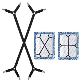 Tokaneit Bed Sheet Tensioner, Adjustable, Elastic Bed Sheet Tensioner, Triangle Tensioner, Elastic Sheet Tensioner with Metal Clip, Adjustable Elastic with Metal Clips, Pack of 2, 70-280 cm