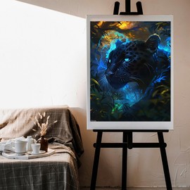 XTXGERL Panther Paint by Numbers Kit for Adults, Modern Aesthetic Paint by Number on Canvas, Abstract Art Digital Oil Painting Kits Suitable for Home Wall Decoration Gift 20"x16"