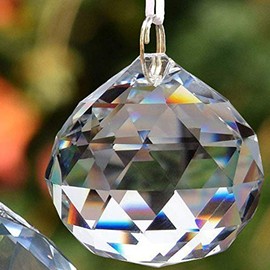 EasyBravo Clear Crystal Ball Prisms Feng Shui Suncatcher Decorating Hanging Faceted Prism Balls + Hanging Kit (1, 60mm)