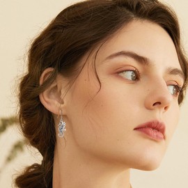 Seahorse Earrings 925 Sterling Silver Abalone Shell Seahorse Dangle Drop Earrings Ocean Sea Coastal Beach Jewelry for Women Seahorse Lover