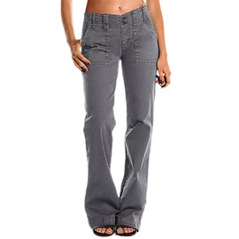 Flamingals Women's Wide Leg Jeans Mid Waist Flare Jeans for Women Straight Leg Dress Pants Gray XL