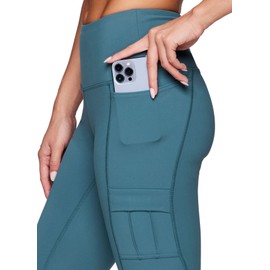 Avalanche Women's Full Length Legging with Pockets Buttery Soft Squat Proof Cargo-Style Legging for Hiking, Running Tech Teal XS