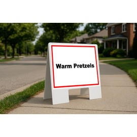 Warm Pretzels White Red Black Folding Coroplast A-Frame with Double-Sided 23in x23in
