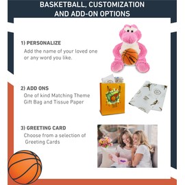 DolliBu Sitting Pink Alligator Stuffed Animal with Basketball Plush - Huggable Alligator, Playtime Plush Toy, Cute Wildlife Gift for Kids and Adults - 10 Inches