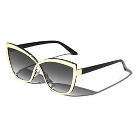 Pittsburgh Infinity Frame Sharp Cat Eye Sunglasses Men Women UV400 Protection (Smoke Gold)