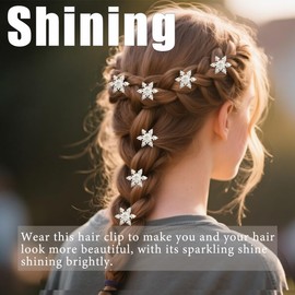 10Pcs Sparkling Snowflake Hair Clips | Rhinestone Bridal Hair Accessories for Wedding, Christmas | Women Girls Hair Clips (WHITE)