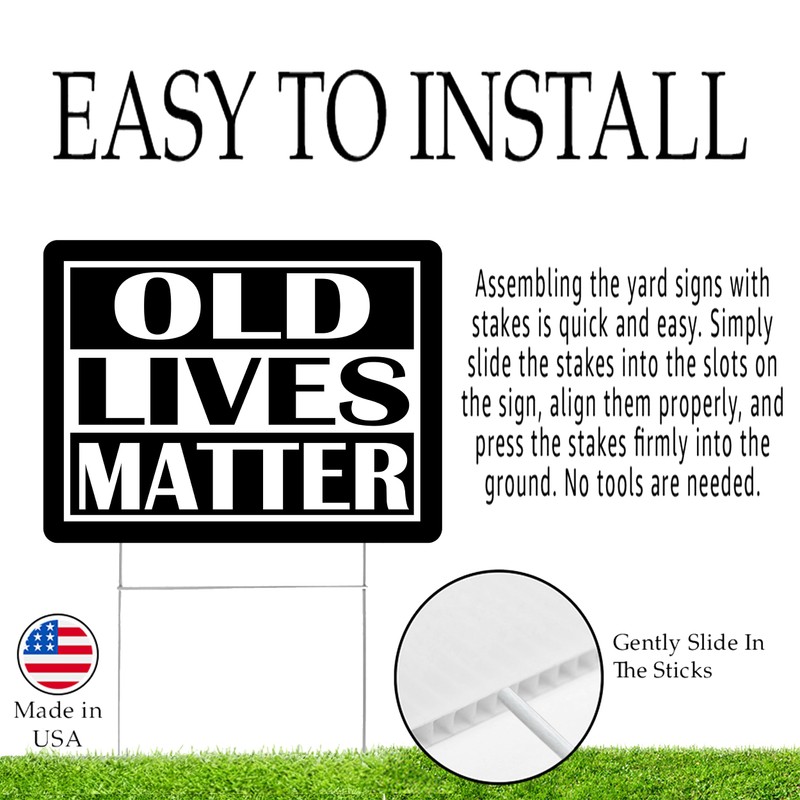 Funny Old Lives Matter Yard Sign Double Sided With Stake