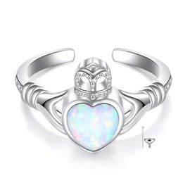 LWQQWL Claddagh Urn Ring for Women Sterling Silver Claddagh Ashes Ring Jewelry Gifts Size 7