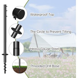 Sun Shade Sail Pole 9Ft Outdoor Sunshade Sail Post Support Awning Canopy Heavy Duty Metal Pole Kit for Outside Patio Garden Deck Playground Backyard