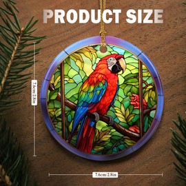 Touber Christmas Ornament, Christmas Decoration, Holiday Present Idea, Heirloom Keepsake, Round Ceramic, Gift Exchange, Gift Idea, Parrot