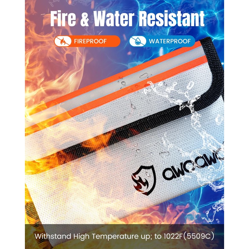 Pack of 4 Fireproof Bags with Reflective Strips, 20 x