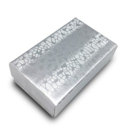 TheDisplayGuys - 25-Pack #21 Cotton Filled Cardboard Paper Jewelry Boxes Gift Case - Silver Foil (2.6" x 1.6" x 1.0") - for Shipping or Storage