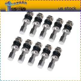 GEARZAAR 10x Stainless Steel Wheel Tire Valve Stems Hight Pressure Bolt in with Caps Jwoj