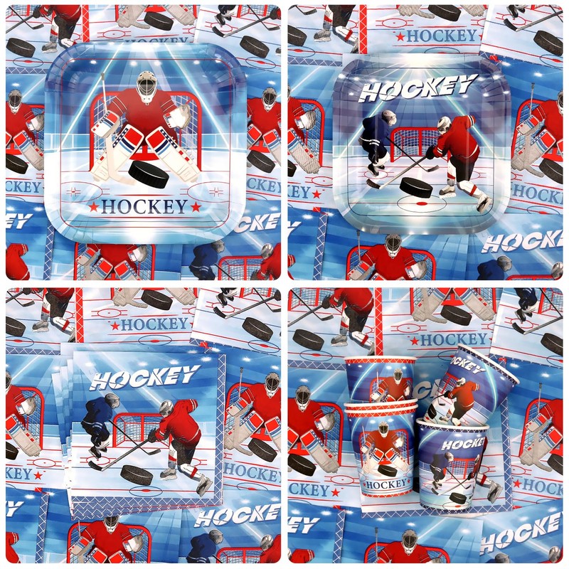 Obussgar Hockey Party Decoration - Hockey Birthday Party Tableware Supplies