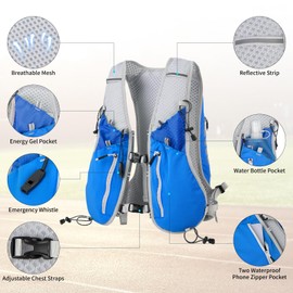Expansea 7L Running Vest for Men and Women, Running Backpack with 500 ml Water Bottle, Multifunctional Ultralight Reflective Running Vest for Running, Cycling, Trails, Marathons, Camping