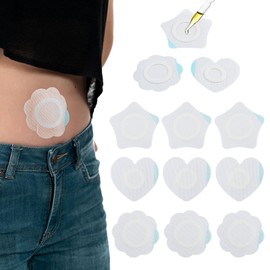 60-Pack Castor Oil Belly Button Patches 3 Styles, Portable Self-Adhesive Organic Wrap Kits, Disposable Compress Patches with Anti-Leak (Oil Not Included)