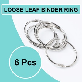 Sourcingmap Loose Leaf Binder Rings 2 Inches Inner Diameter, 6 Pieces Small Binder Rings, Metal Home Office Book Rings Key Rings