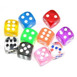 Smartdealspro 10-Pack D6 Six Sided 16mm Dice Die for DND, MTG, RPG, Tenzi, Yahtze, Bunco, Table Borad Games, Math Teaching… (Color 1)