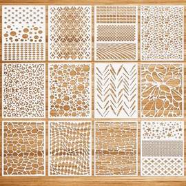 OOTSR 12Pcs Drawing Painting Stencils Set, 11.4"x8.3" Art Templates for Crafts Reusable, Plastic Painting Stencils for Painting on Wood, Furniture Wall Scrapbooking, Home Decor DIY Supplies