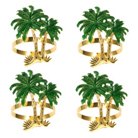 FUNOMOCYA 4pcs Hawaiian Party Napkin Buckles Banquet Napkin Rings Decorative Holders Hawaiian Flower Theme Sturdy Alloy Material