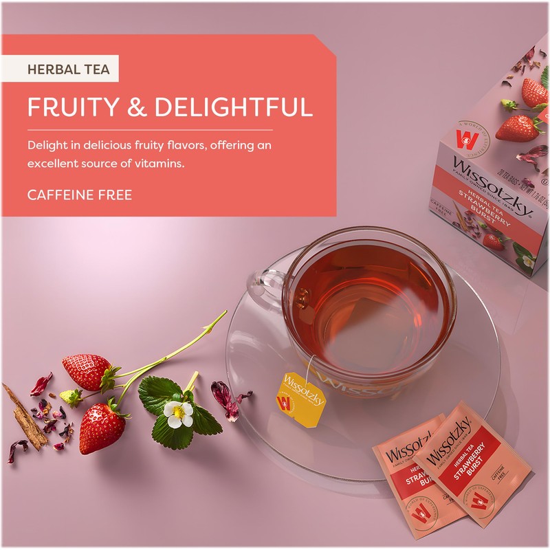Wissotzky Strawberry Burst Herbal Tea (3 Pack - 60 Tea