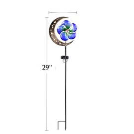 Solar Powered Wind Spinner Stake Light, Warm White LED Moon & Flower Windmill Light, Waterproof Solar Pathway Light for Outdoor Yard, Lawn, Patio, Walkway Decor
