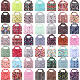 Paterr 50 Pack Reusable Grocery Bags Foldable Shopping Bags Bulk Washable Grocery Tote Bags with Carry Pouch for Groceries (Lively)