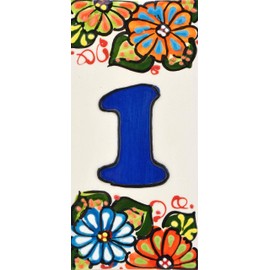 House numbers 6 inch. Handpainted house number tiles for signs, addresses and names. Address numbers for houses. House address numbers and letters. Design GARDEN 5,71" x 2,76" (NUMBER 1)