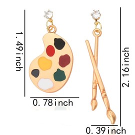 Art Palette Brush Earrings for Painters Artists Christmas Birthday Gifts for Art Teachers Students Graduation Gift for Artist Painter Color Palette Paintbrush Earring for Art Lovers