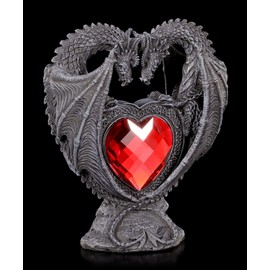 Figuren Shop GmbH Fantasy Figurine Dragon Lovers with Red Heart Decorative Figurine Hand Painted