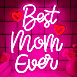 Ajoyferris Mothers Day Neon Sign Best Mom Ever Led Sign Dimmable Happy Mothers Day Sign Best Mom Ever Gifts Neon Lights for Birthday Mother'S Day Decorations