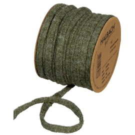 Halbach Silk Ribbons Premium Wool Knitted Tube (Vegan) Width: 8 mm Length: 15 m Tube Yarn with Wire Can Be Filled with Wire for DIY Projects and Name Tags Colour: Moss Green