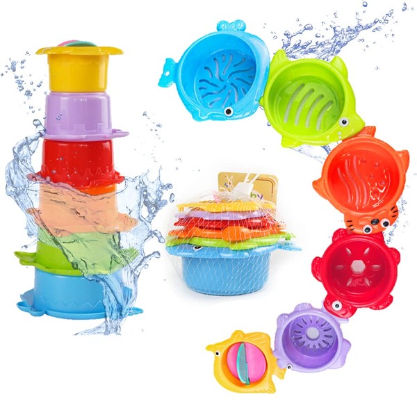 Adalex Global Baby Stacking Cups Plastic Cups Toddler Bath Toys