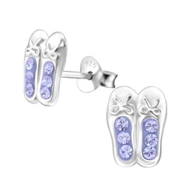 ICYROSE 925 Sterling Silver Light Purple Crystal Ballet Slippers Stud Earrings 25105 (Nickel Free)