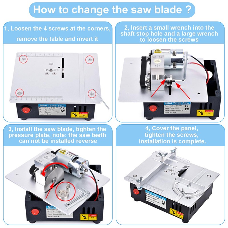 [TIMILAND] Mini Multi-Functional Table Saw S6【Cutter Speed、Angle、0-1/2inch hight Adjustable】with seven