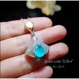Brilliant Blue Paraiba Tourmaline Necklace - 18KGP Sterling Silver - Luxury Diamond Drop Blue Paraiba Tourmaline Jewelry