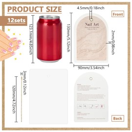 FINGERINSPIRE 12 Stück Displaykarten Zum Aufdrücken von Nägeln Mit Kette Zum Aufhängen 130x90mm Weiße Maniküre Displaykarten Mit Anleitung Zum Aufdrücken von Nägeln Perfekt Für Maniküre Künstler