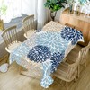 TTQYFNM 60x102inches Dahlia Floral Tablecloth Navy Blue Flower Brown Tan