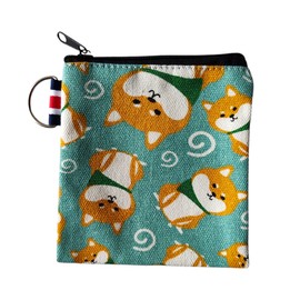 NUTFORD Printed Canvas Coin Purse Pouch Bag with Key Ring for Storage of Coins and Notes, Small Cosmetic Accessories, Electronics Accessories, etc.. (E)