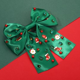 Christmas Hair Bows for Girls Women Christmas Tree Reindeer Hair Bow Clip Red Green Xmas Cheer Bows Hair Clip Christmas Hair Accessories Party Decorations Holiday Gifts