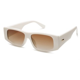 SOJOS Trendy Y2K Rectangle Polarized Sunglasses for Women Men Fashion Designer Rave Sunglasses SJ2228, Cream White/Brown